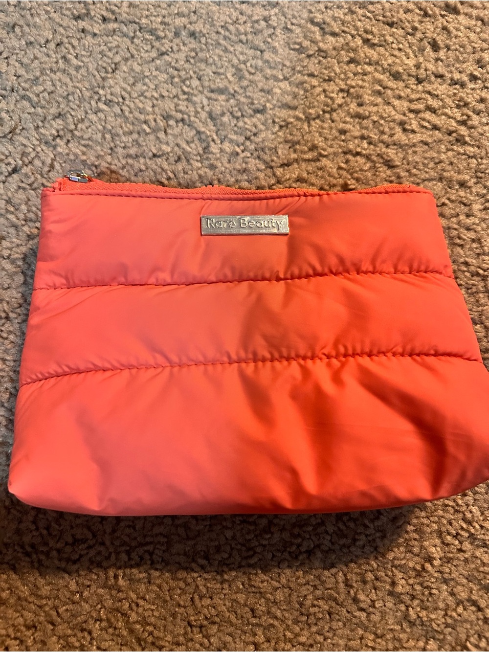 NWOT RARE BEAUTY Puffy Makeup Bag in Happy